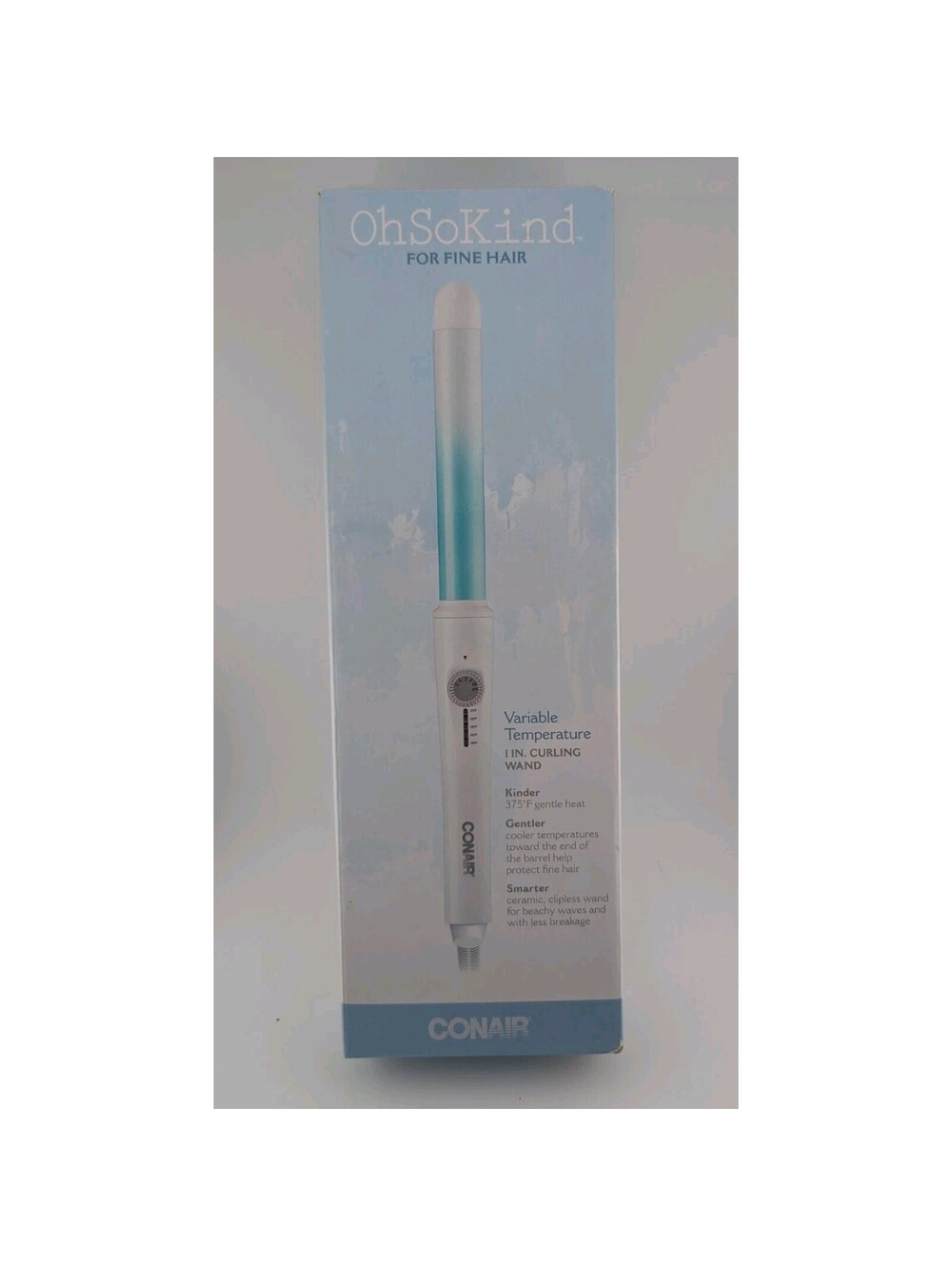 Conair Oh So Kind Curling Wand For Thin Fine Hair 1 Inch CD955 Blue White